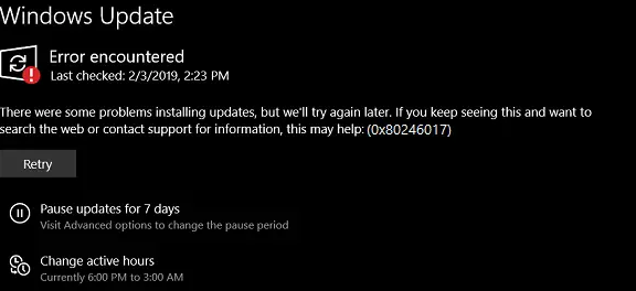 Solutions to Fix Windows Update Error code 0x80246017