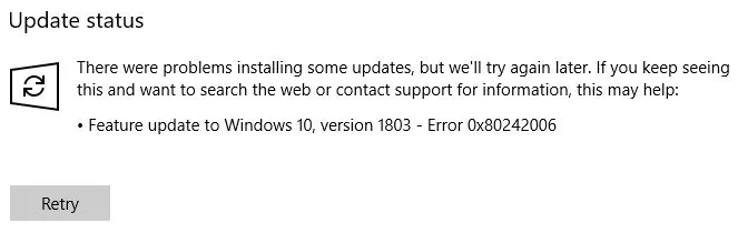 How to solve Windows Update Error Code 0x80242006