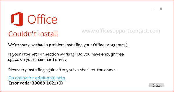 Fix Error Code 30088-1021 (0) for Microsoft Office 365/2021/2019